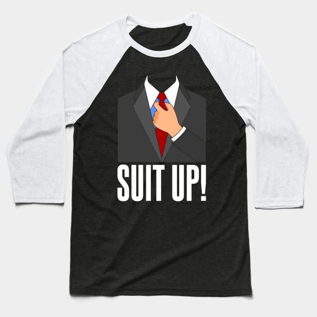 Barney Stinson Suit Up Baseball T-Shirt by Meta Cortex